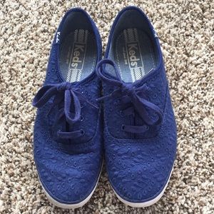 Navy blue keds with eyelet lace size 6.5